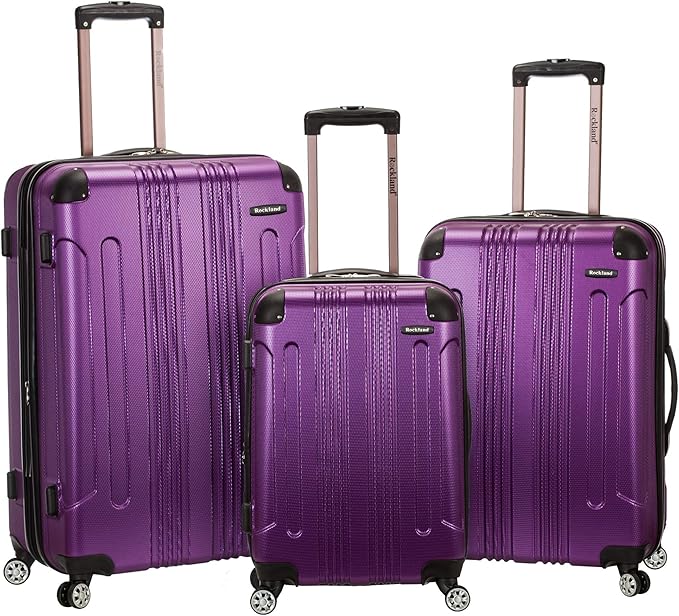 Rockland London Hardside Spinner Wheel Luggage, Purple, 3-Piece Set (20/24/28)