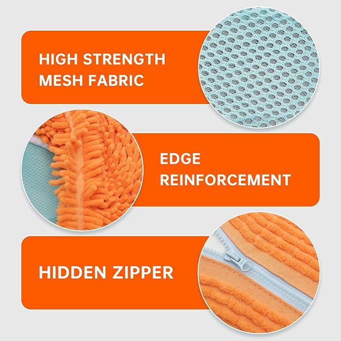 2PCS Shoes Washing Machine Bags, Laundry Shoe Bag for Washer and Dryer, Reusable and Durable Zipper Sneaker Shoe Washing Bag, Tennis Shoes Cleaning Bag for All Shoe Types (Orange)