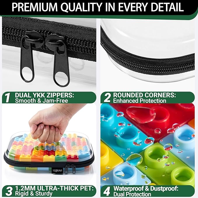 YQBRAO Hard Sided Clear Zipper Case for Storage- Professional-Grade Plastic Clear Zipper Pencil Case,Toy Storage Bins, Toiletry Pouch, Travel Organizer, Cosmetic Bag（Black,3 Pack, LMS）