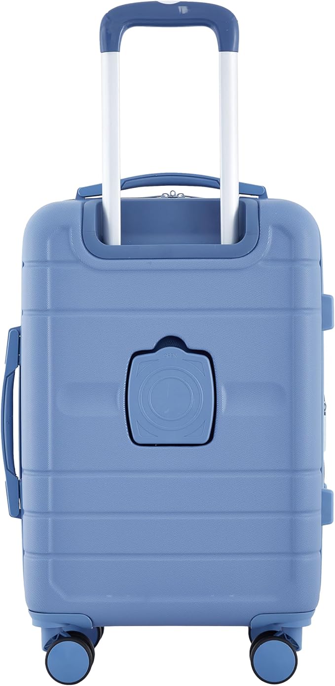 French Connection St. Martin Carry-On Luggage with Cup Holder/USB Ports, Stormy Blue