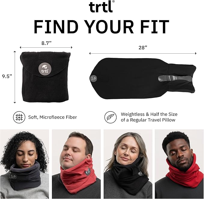 trtl Pillow - Scientifically Proven, Super Soft Neck Support Travel Pillow for Airplanes - Lightweight and Machine Washable - Ergonomic Design for Traveling on Flights, Cars, and Trains - Grey