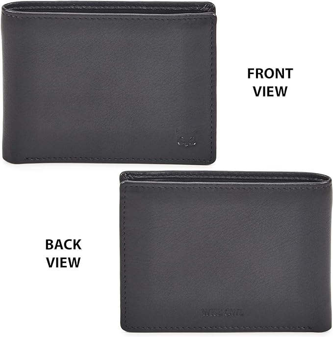 Real Leather Mens Bifold Wallet RFID Blocking Slim Minimalist Front Pocket - Thin & Stylish with ID Window in Gift Box (Nappa, Dark Chocolate)