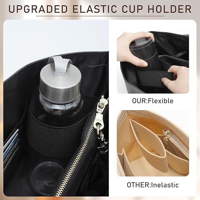 Doxo Purse Insert Organizer Compatible with Long Champ S Handbags & More, Super Lightweight Waterproof Longchamp Small Organizer Insert, Keeps Handbags Shaped&Neat(Black, S)