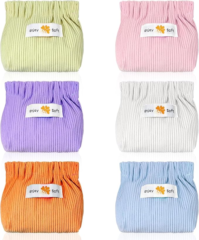 JIEYAO 6Pcs Corduroy Makeup Bags, Elastic Hair Tie Organizer Multicolor Storage Bag Daily Travel Organizer Bag Travel Makeup Pouch Portable Cosmetic Accessories Storage Multipurpose Pouches for Women