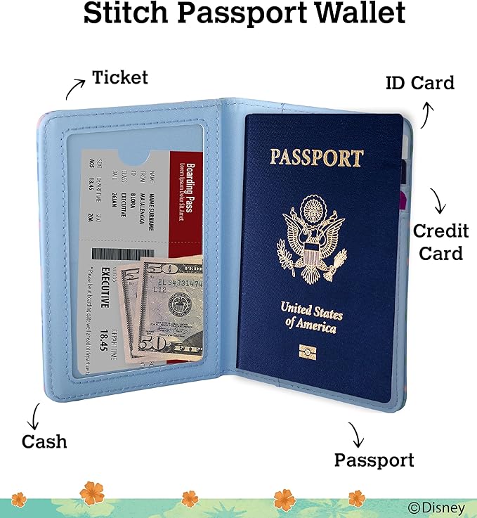 Disney Stitch Passport Cover for Women Official License, Cute Passport Book Holder, Passport Wallet, Travel Must Haves