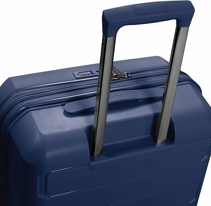Traveler's Choice Pagosa Hardshell Expandable Luggage with Spinner Wheels, Navy, 22-Inch Carry-on