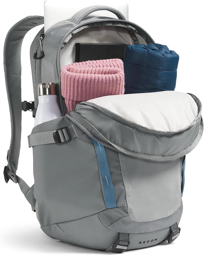 The North Face Recon Everyday Laptop Backpack - Daypack, Water Repellent, Laptop Sleeve, 2 Water Bottle Pockets, Concrete, One Size