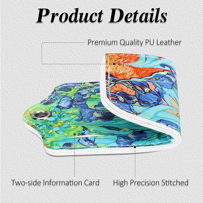 Luggage Tags for Suitcases, 2 Pack Cute PU Leather Luggage Tag TSA Approved with Stainless Steel Loop and Address Card Baggage Tag for Travel&Hotel Stays&Cruise Ships&Shipping and Mailing
