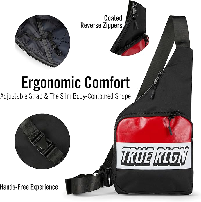 True Religion Cross Body Bag for Woman and Men - Anti Theft Shoulder Sling Bag, Zipper Phone Pocket and Key Leash