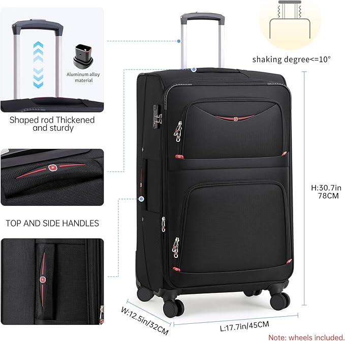 Softside Expandable Luggage with 4 Spinner Wheels, Durable Checked-Luggage Suitcase (Coffee, 29-Inch)