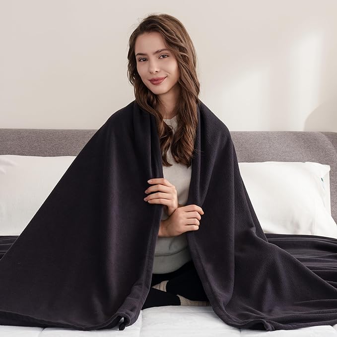 Berkshire Blanket Microfleece Twin Size Bed Blanket Black,Lightweight Soft Breathable Plush Micro Fleece Blanket for Bed Couch Sofa,60x92 Inches