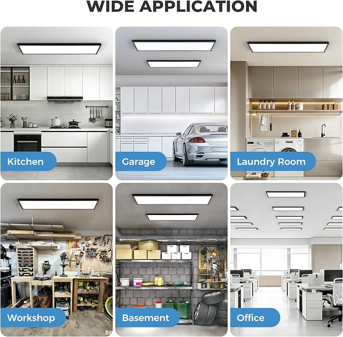 1x4 LED Flat Panel Light Surface Mount 30Pack,5CCT Selectable,Black | 6500LM,5 Wattage Selectable, 0-10V Dimmable LED Ceiling Light Fixture with Corner Protection for Office & Commercial