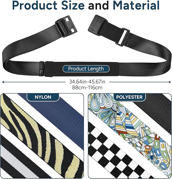 Travel Inspira Magnetic Quick-Release Travel Belt for Luggage Strap - Hands-Free, Lightens Load, Secures Multiple Bags, Adjustable & Lightweight for Effortless Travel