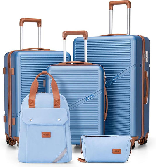 Luggage Sets 5 Piece Suitcases with Wheels, Suitcase Set ABS Hard Case Luggage with TSA Lock Spinner Wheels Durable Travel Luggage (5-Piece Set(20"/24"/28"))