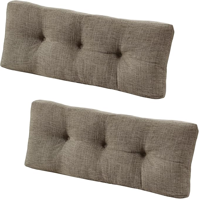 downluxe Indoor Bench Cushion for Indoor Furniture, Non-Slip Tufted Overstuffed Textured Foam Bench Seat Cushion, 36" X 14" X 4", Khaki, 2 Pack