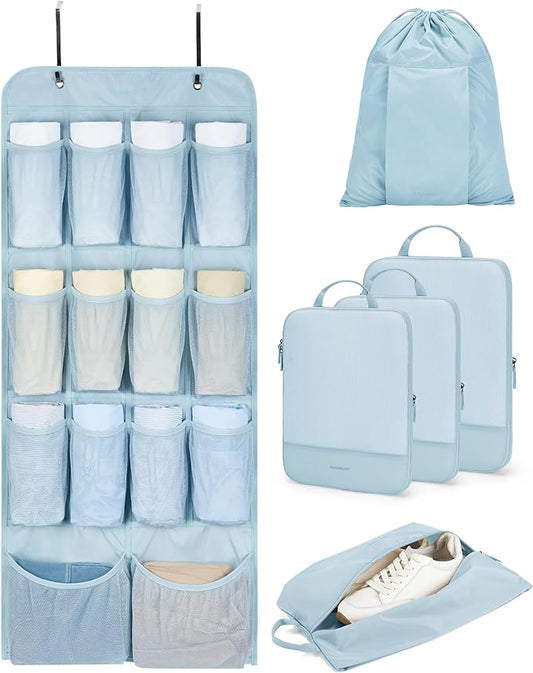 BAGSMART Hanging Compression Packing Cubes for Closet Organizers And Storage, 6 Set Suitcase Organizer Bags Set, Cruise Travel Essentials for Women | Hanging, Compression, Packing Cubes, for Women