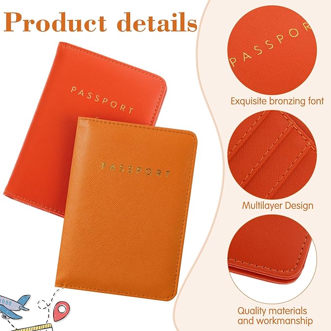 2 Pcs Passport Cover Holder for Travel Waterproof Leather Passport Wallet Case Book Travel Cruise Essentials for Women Men | 2 Pieces, Bridal, Holder, Waterproof, Holder Covers, Travel Wallet