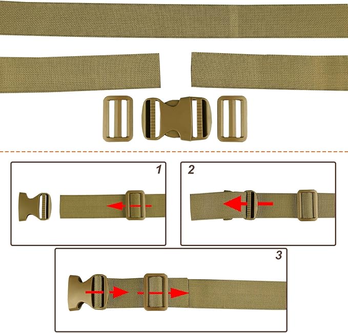 MAGARROW 65" 1.5" Utility Straps with Buckle Adjustable, 4-Pack (Tan (4-PCS))