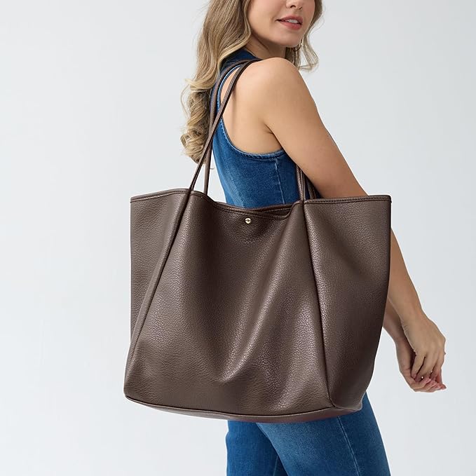 Oversize Pu Leather Tote Women Weekender Bag Shopper Handbag Travel Purse