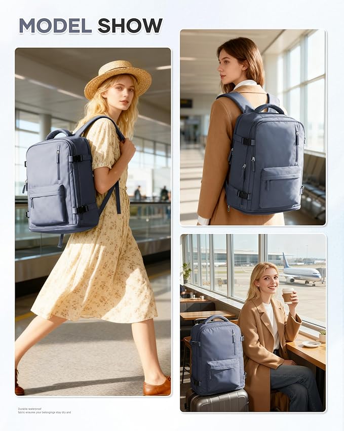 WONHOX Large Travel Backpack Carry on Flight Approved Laptop Work Business Backpack for Women Men Mochila de Viaje