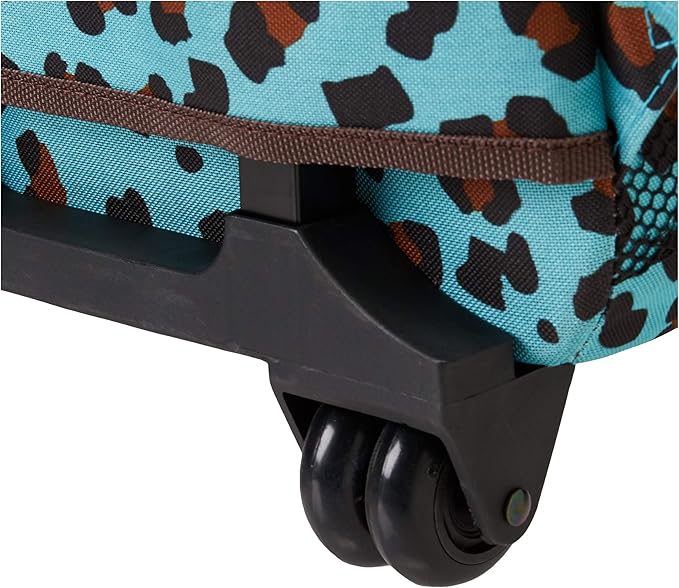 Rockland Double Handle Rolling Backpack, Blue Leopard, 17"