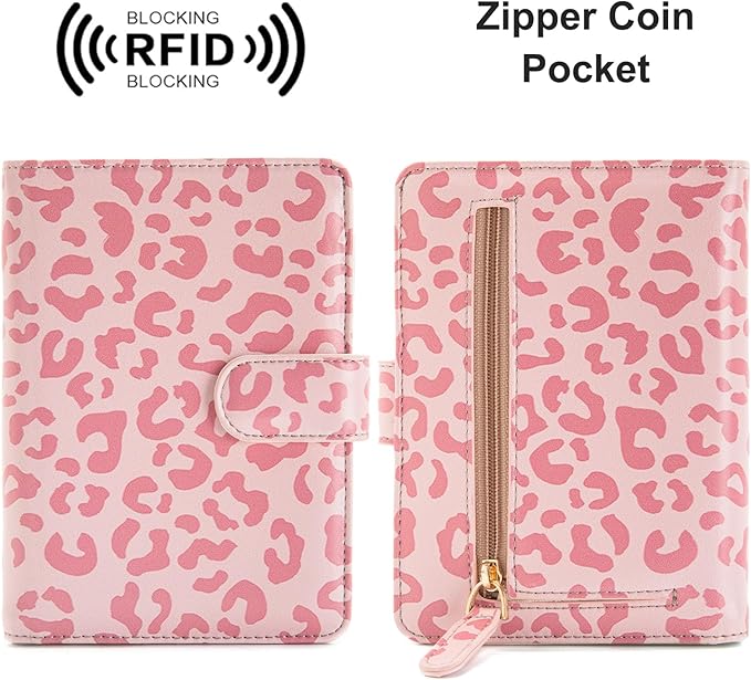 Passport Holder for Travel Essentials, RFID Blocking Passport Wallet Cover with Magnetic Closure, Passport Book Holders for Women and Men (Pink Leopard)