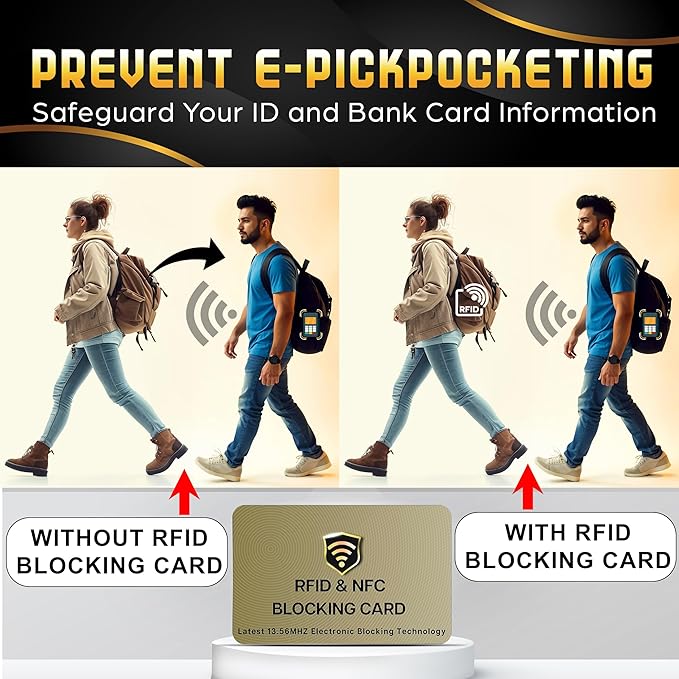 SaiTech IT 20 Pack RFID Blocking Card, One Card Protects Entire Wallet Purse For Men & Women, Contactless Bank Debit Credit Card Protector ID ATM Guard Card – Golden