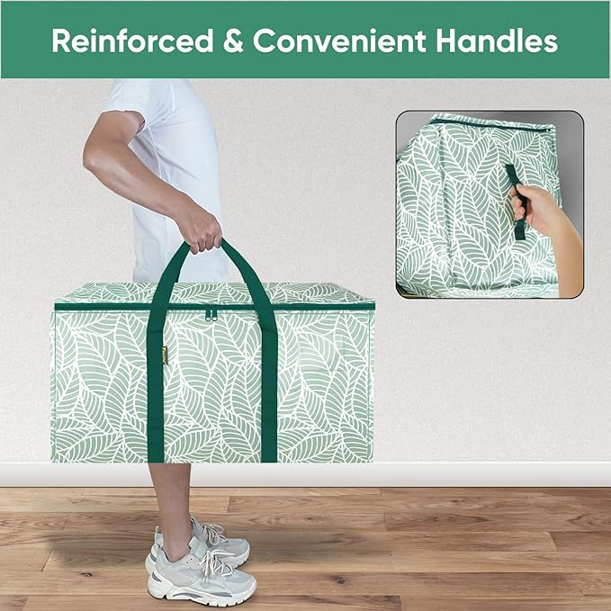 BALEINE 8-Pack Oversized Moving Bags with Reinforced Handles, Heavy-Duty Storage Tote for Clothes, Moving Supplies (Antique Folidage, 8-Pack)