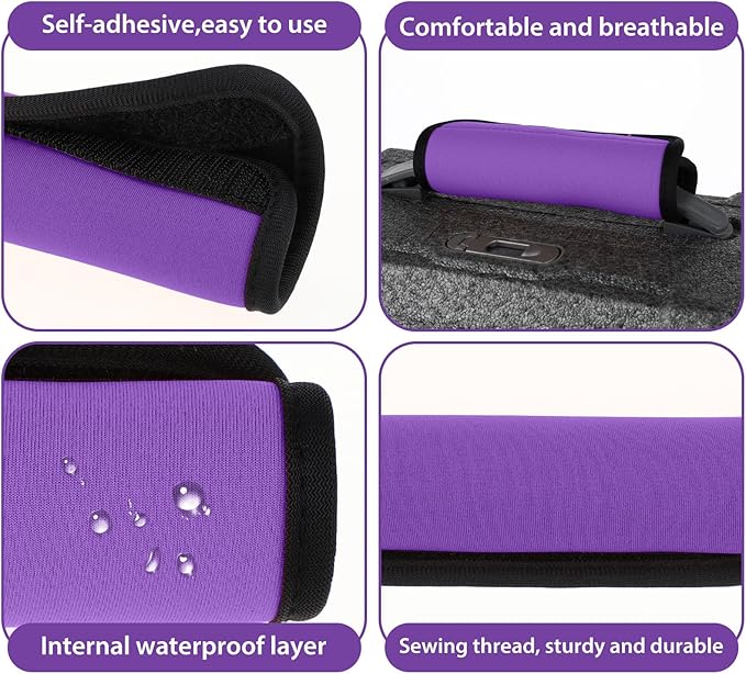 2 Pack Luggage Handle Wraps for Suitcase Bright Color Luggage Handle Covers Suitcase Tags identifiers Travel Accessories for Airplane/Flying (Purple)