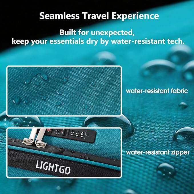 LIGHTGO 20 Inch Carry On Luggage, Softside Suitcase with Spinner Wheels, Lightweight Travel Carry On Bag for Airline Approved, TSA Lock, Water Resistant Underseat Luggage for Women Men, Turquoise
