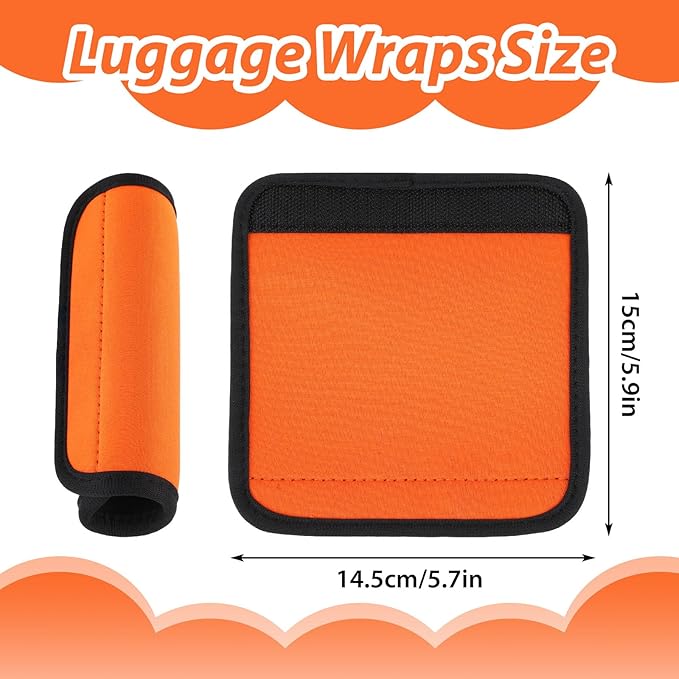 2 Pack Luggage Handle Wraps for Suitcase, Bright Color Comfort Soft Handle Covers Suitcase Luggage Handle Wrap Luggage Tag Wraps Travel Accessories (Orange)