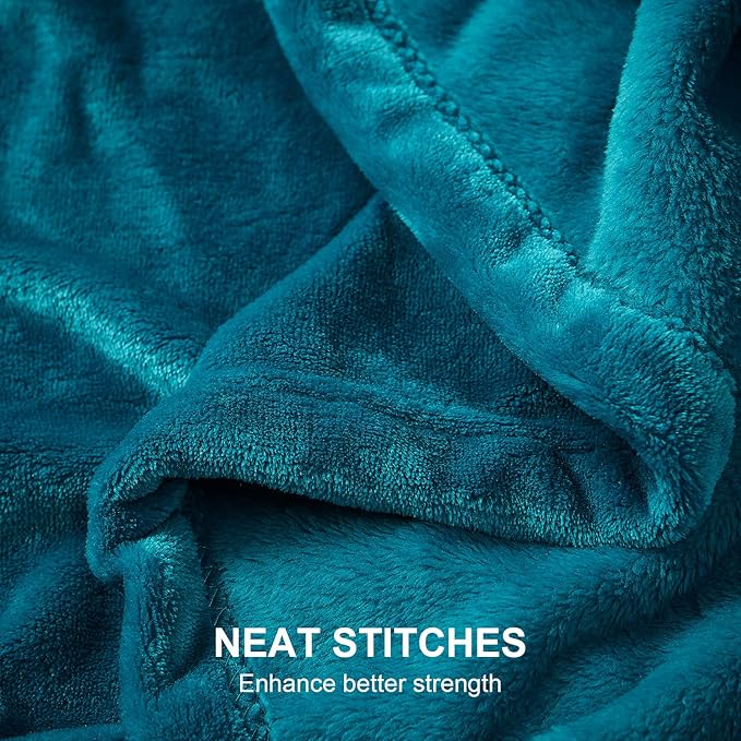 Hansleep Fleece Teal Throw XL Blanket, Super Soft Flannel Fuzzy Plush Cozy Blanket for All Seasons, Teal, Throw XL 50x70 Inches