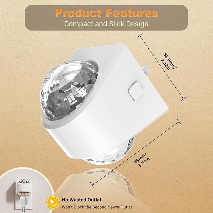 JandCase Night Lights Plug into Wall 2 Pack 3000K Soft White Star Projector | Night Light, Automatic Galaxy Nightlight Plug in with Light Sensor for Bathroom Hallway Room Decor