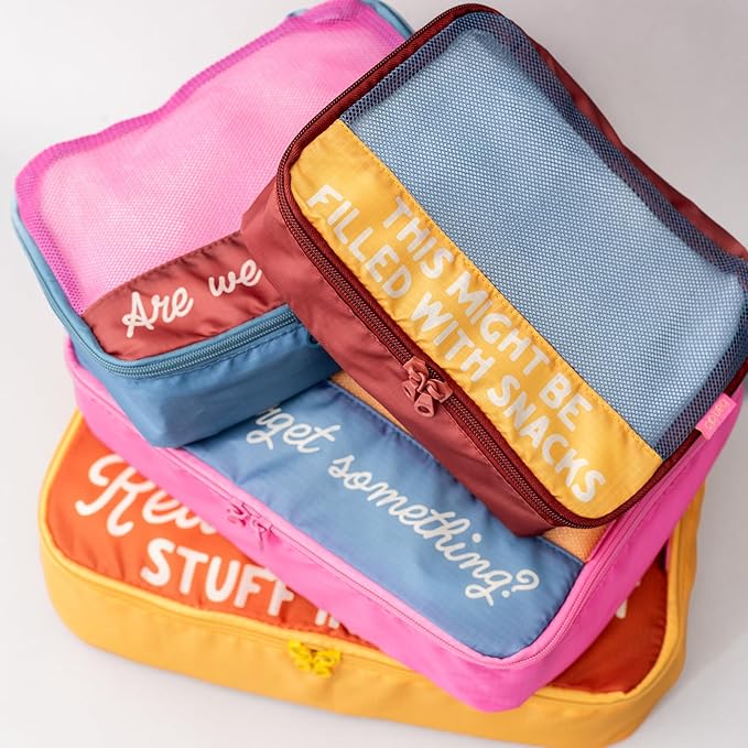 ban.do Getaway Polyester and Mesh Packing Cube Set, Includes 4 Foldable Luggage Organizers in Various Sizes (Really Important Stuff)
