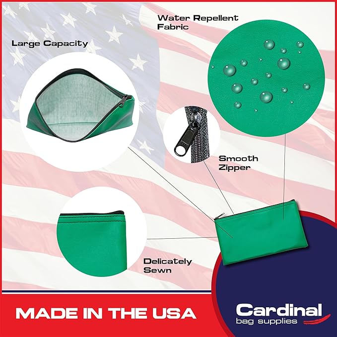Multi-Purpose Zipper Bag, Reusable, Travel Pouch, Lightweight, Makeup Organizer, 11 x 6 Inch (Kelly Green)