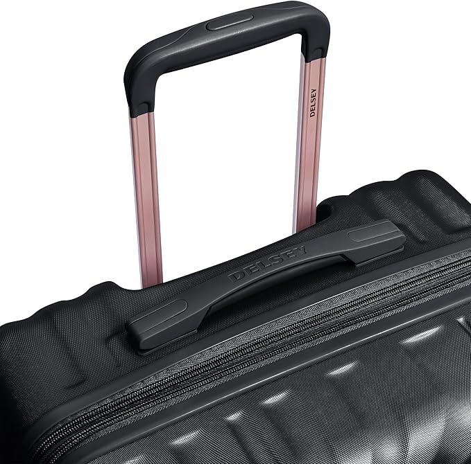DELSEY PARIS Alexis Hardside, Medium Checked, Expandable Luggage with 4 Spinner Wheels, Lightweight Suitcase, 25-Inch, Black/Rose Gold