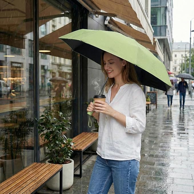 BAODINI Small UV Protection Travel Umbrella Compact for Rain and Sun UPF 50+ Windproof Portable 42 inch Umbrella for Women and Men