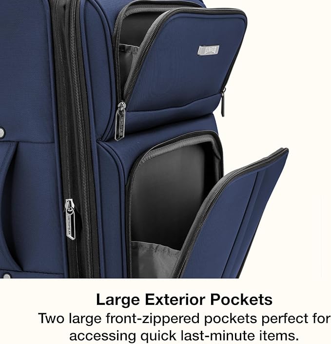 U.S. Traveler Anzio Softside Expandable Luggage with Spinner Wheels, Navy, 30-Inch Large