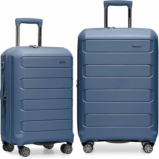 Traveler's Choice Pagosa Hardshell Expandable Luggage with Spinner Wheels, Slate Blue, 2-Piece Set (22/26)