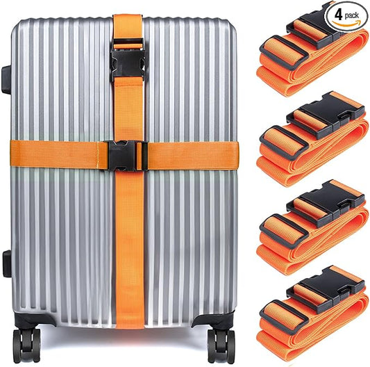 Luggage Straps for Suitcases TSA Approved, Travel Belt Suitcase Belt, Suitcase Straps TSA Approved, Luggage Belt Strap TSA Approved, Travel Straps for Luggage, Luggage Band Bag Straps, Orange
