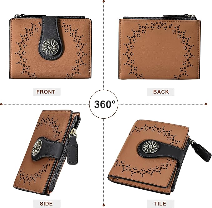 Tipmile Small Wallet Women Bifold RFID Blocking Card Holder Leather Wallets with Zipper Coin Pocket