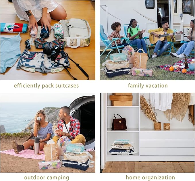 6 Pcs Compression Packing Cubes for Travel, Waterproof Luggage Organizer Washable Storage Bags Set - Packaging Cubes for Backpack Travel and Carry-Ons