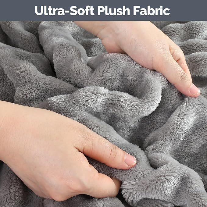 Gray Travel Blanket for Airplane, Soft Lightweight Flannel Blanket, Compact & Portable with Storage Bag, Luggage Strap & Clip, Cozy Travel Essential for Flights, Road Trips & More,40.7''×64.1‘’