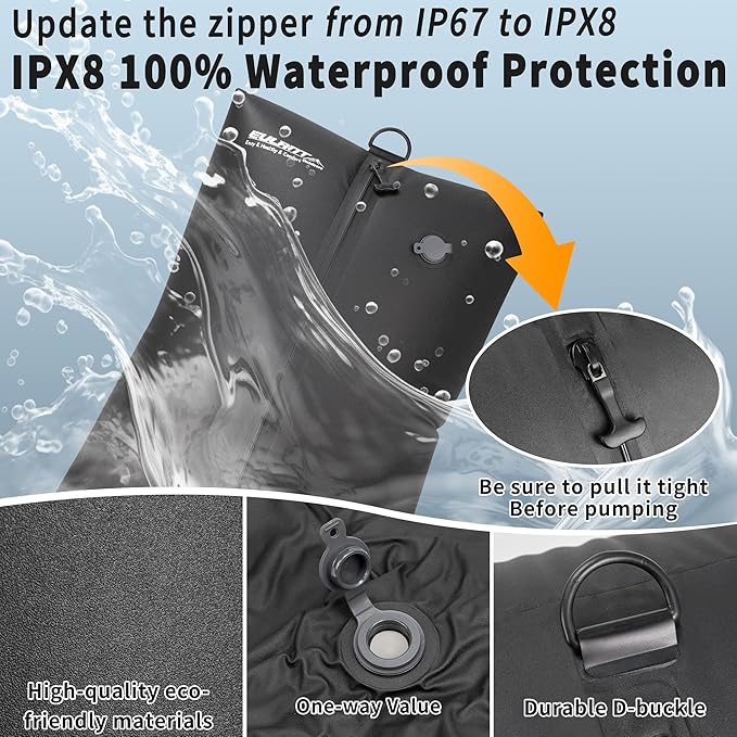Reusable Vacuum Bags for Travel With Pump,Professional Waterproof IPX8 Zipper Vacuum Compression Bag for Suitcases Backpack,Space Saver Bags Packing Organizers for Clothing Packing(3 Pack,Black)