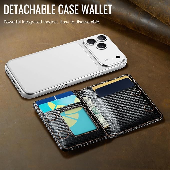 Vinich for Magsafe Wallet Magnetic RFID Blocking Card Holder Compatible with MagSafe Phones and Cases, Strong Magnet Minimalist Phone Wallet for iPhone 17/16/15/14/13/12/Pro/Max/Plus/Air, Carbon Black