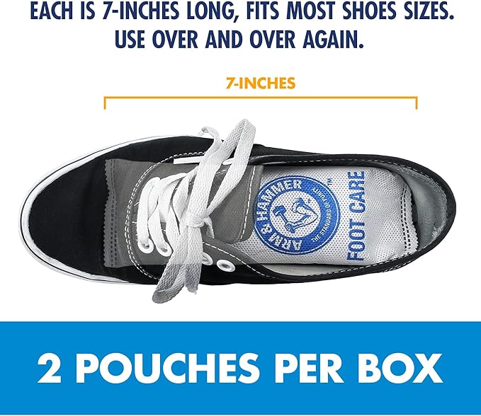 Arm & Hammer In-Shoe Odor Destroying Pouches, Shoe Deodorizer Insert for Reducing Odor and Absorbing Moisture, Smell Eliminator for All Footwear, Gym Bags and Work Boots (4 Pouches)