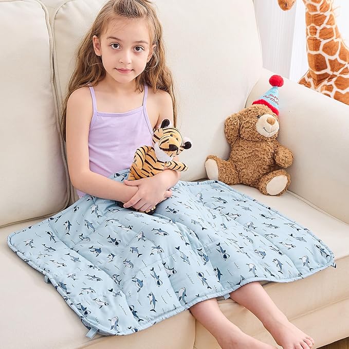 yescool Shark Weighted Lap Pad 2 Pounds Cooling Weighted Lap Pad, Small Weighted Blanket, Weighted Throw Blanket Gifts for Travel Indoor Outdoor, 20"x30"