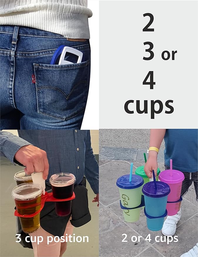 CarryAround Fold Away Cup Carrier/Caddy [Made in UK] (Blue) Take-Out Coffee Soft Drink Pint Beer Beverage Holder, Sturdy Reusable Pocket Size, Festival Sports Gigs - Easy & Safe 2,3,4 Cups