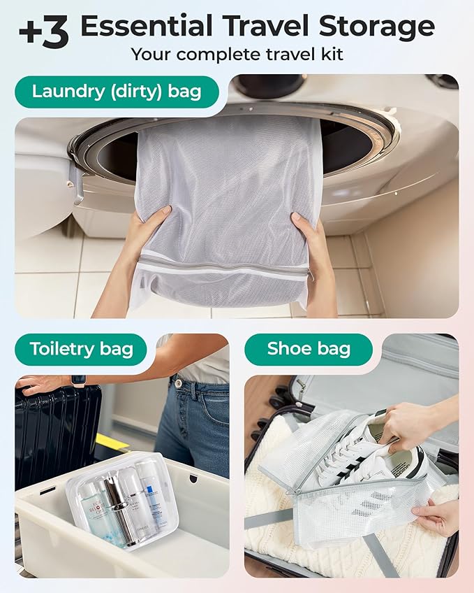 BAGSMART Vacuum Storage Bags with Portable Pump, Travel Space Saver Bags for Clothes, Heavy Duty Compression Bags for Storage, Vacuum Seal Bags with Hand Pump, Travel Essentials for Packing-Gray