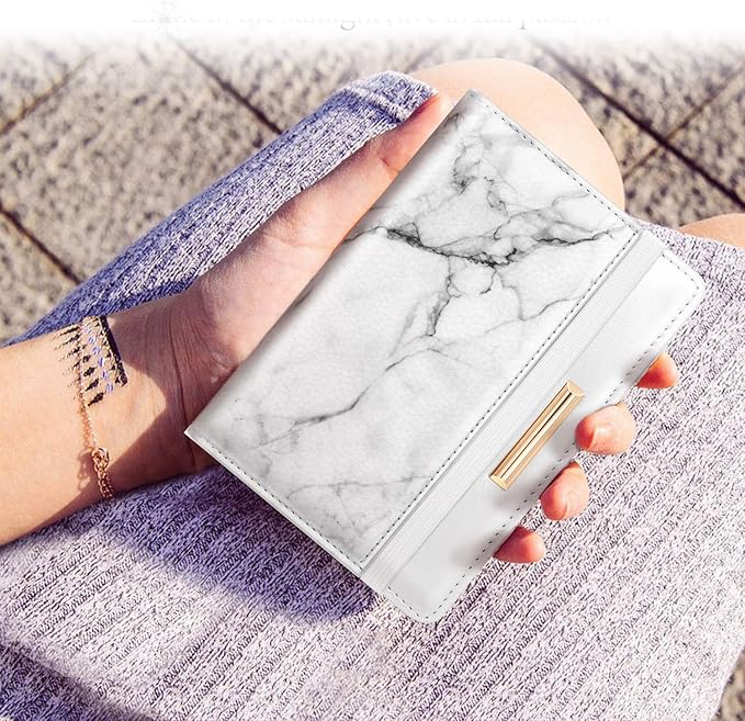 Passport Holder Cover,Traveling Passport Case Marble Passport Wallet for Women,White Marble